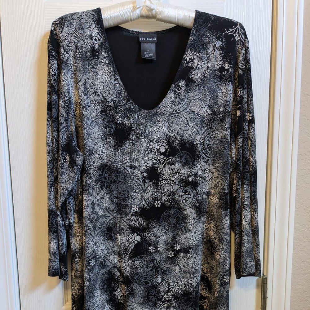 Citiknit Tunic Micro Rib Deep V Neck Tunic